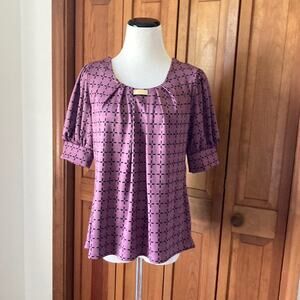 Notations Purple & Black Print Pullover Top, Size MP